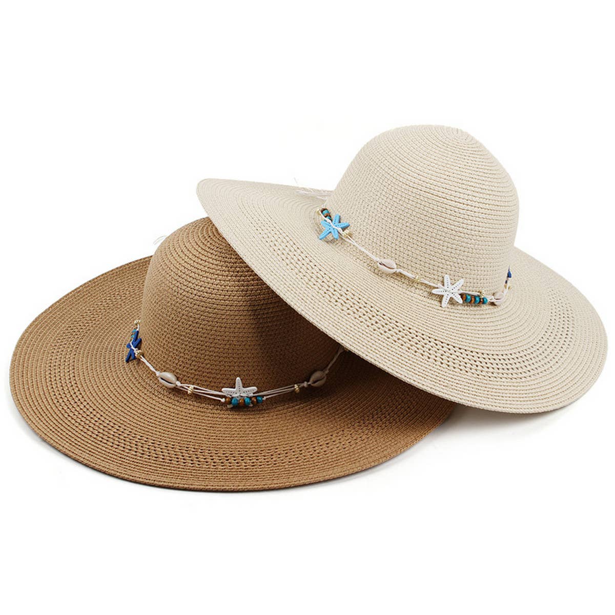 SUNSHADE STARFISH DECORATED DOME STRAW HAT_CWAH1195