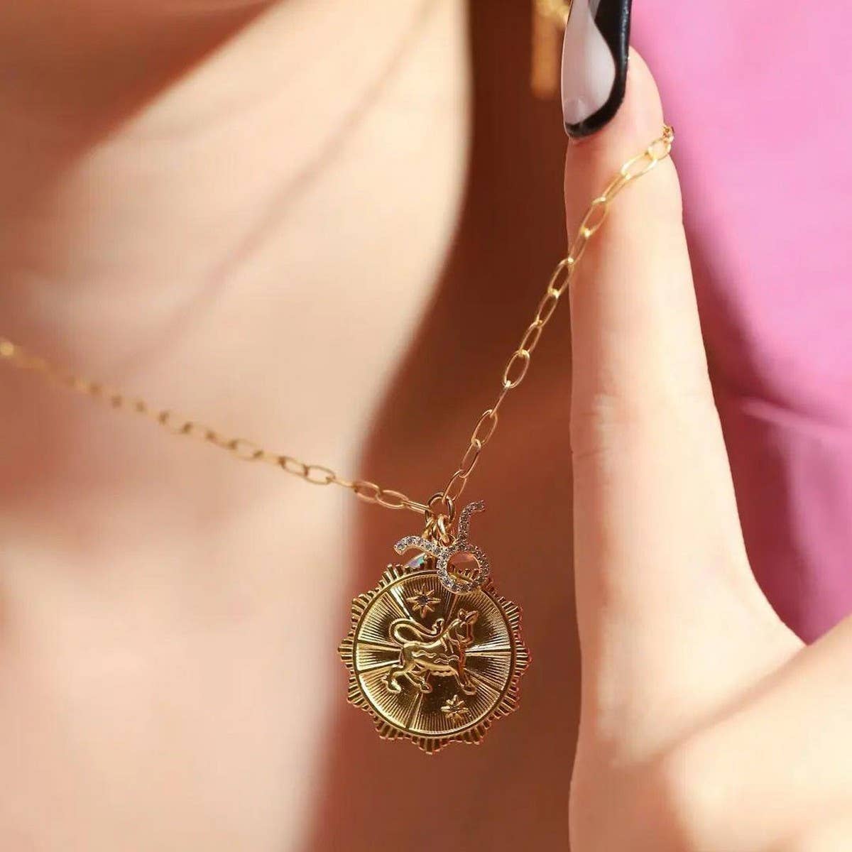 Micro-paved Zirconia Zodiac Pendant Necklace