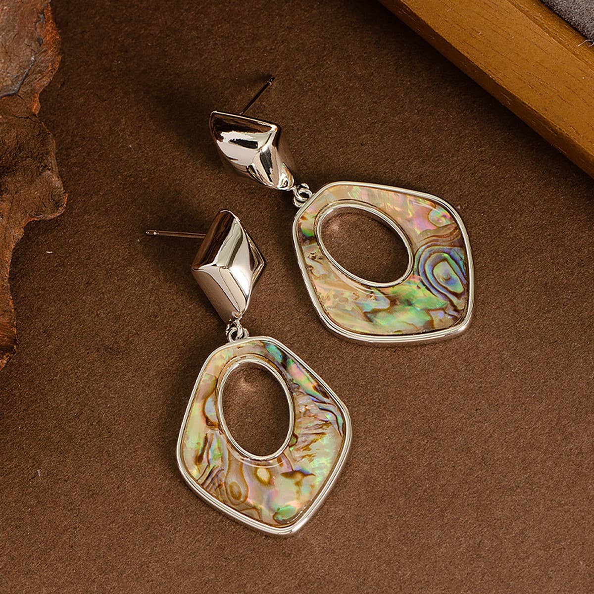 FASHIONABLE COLORFUL NATURAL ABALONE EARRINGS