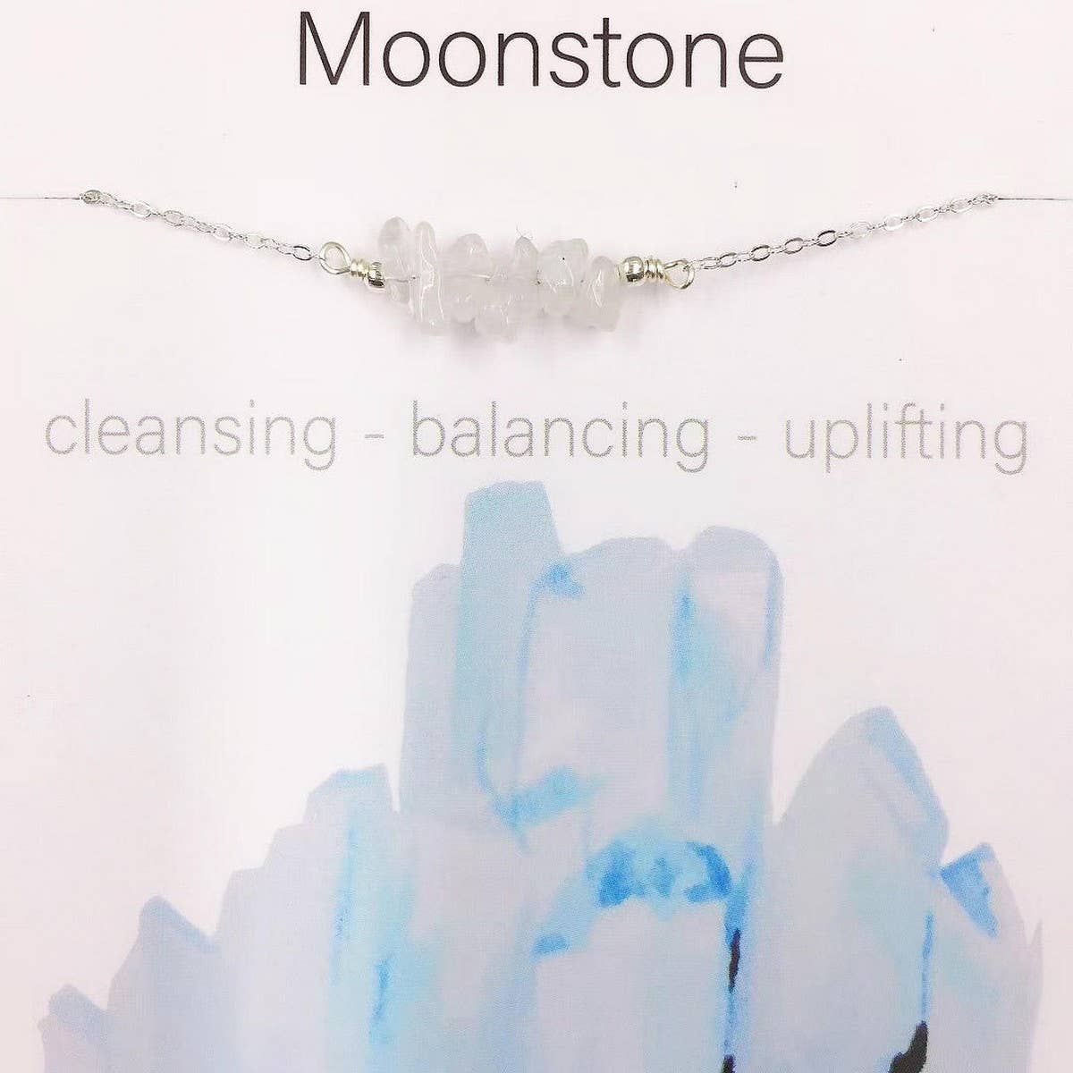 SILVER CHAIN NATURAL STONE NECKLACE WITH CARD