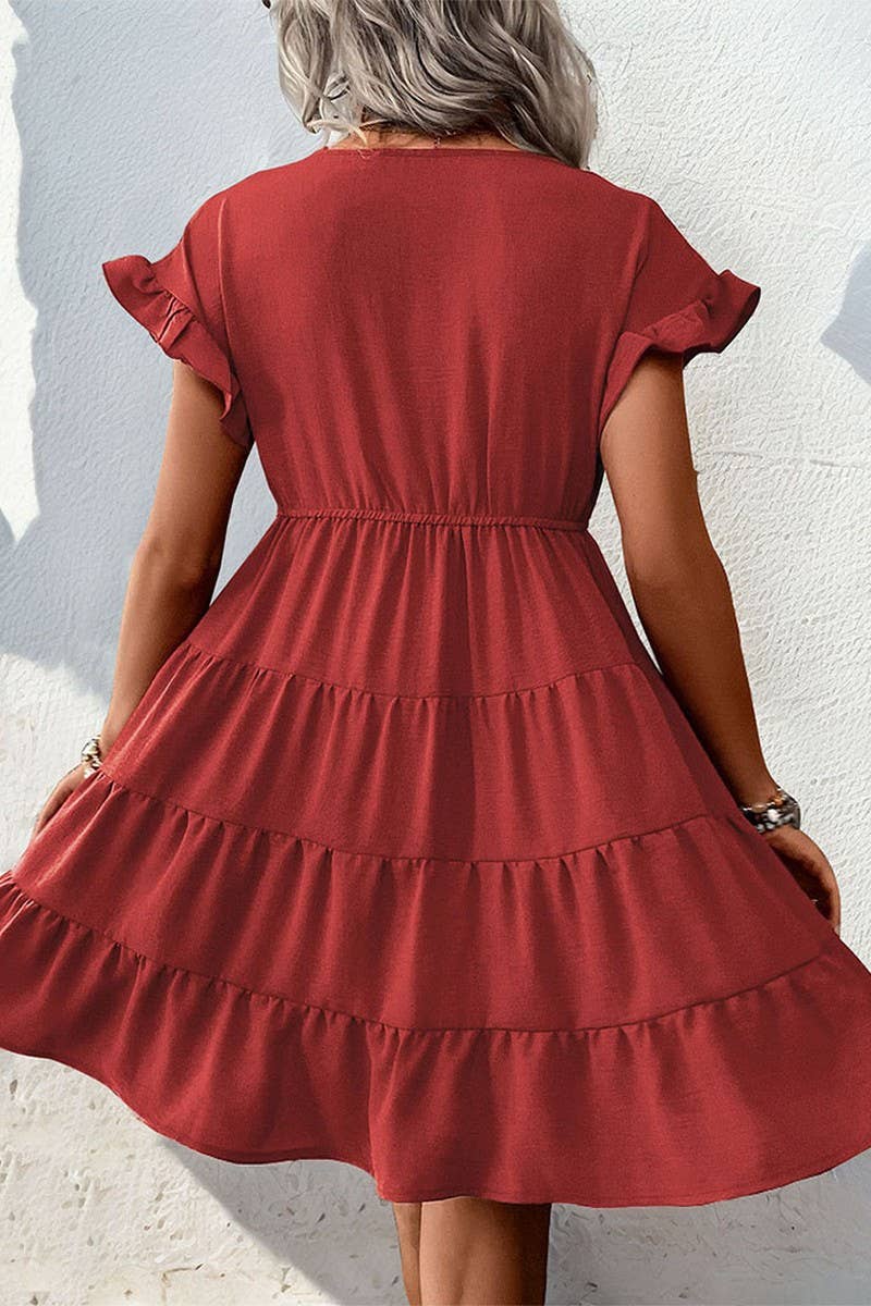CWDSD7017_2024 NEW RAGLAN SLEEVE SOLID COLOR DRESS
