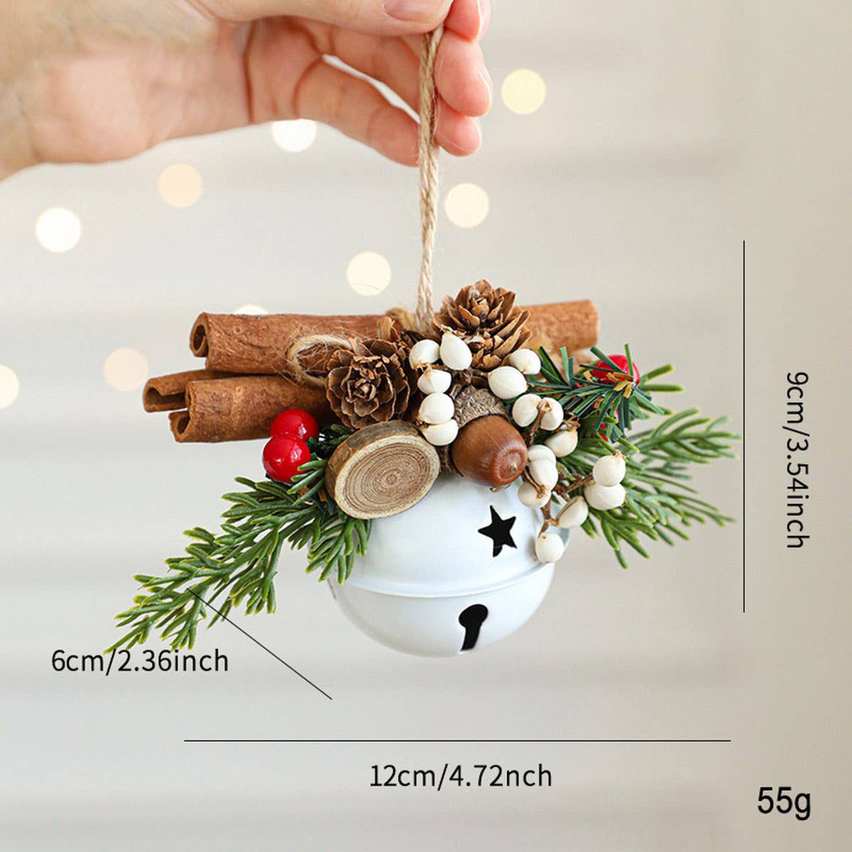 Mixed Christmas Bells Antlers Bows Pinecone Decor