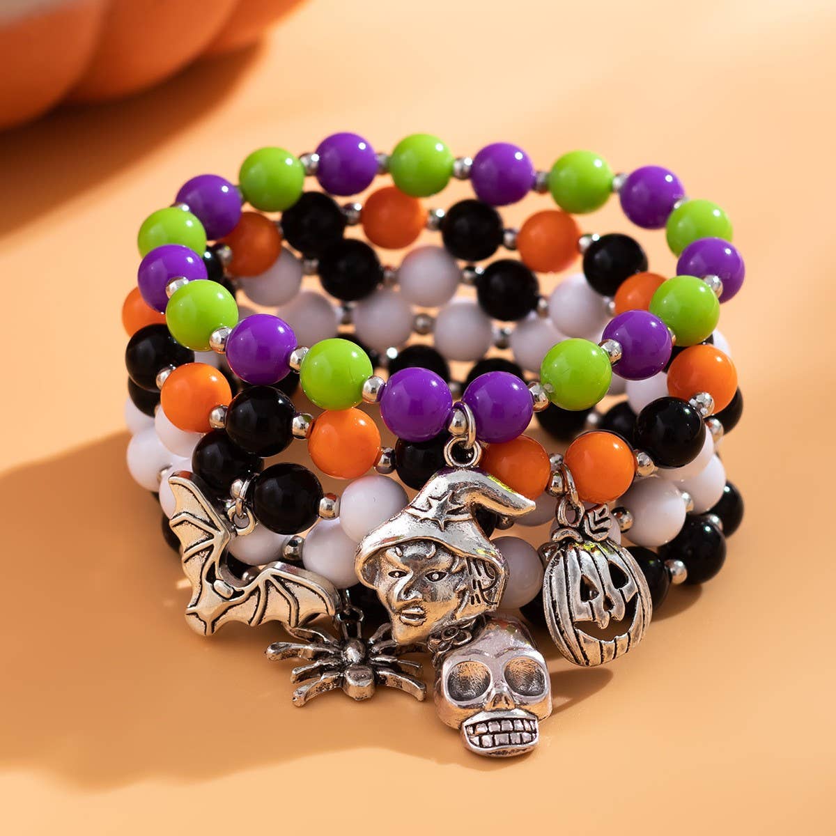 NEW SKULL PUMPKIN COLOR BRACELET SET