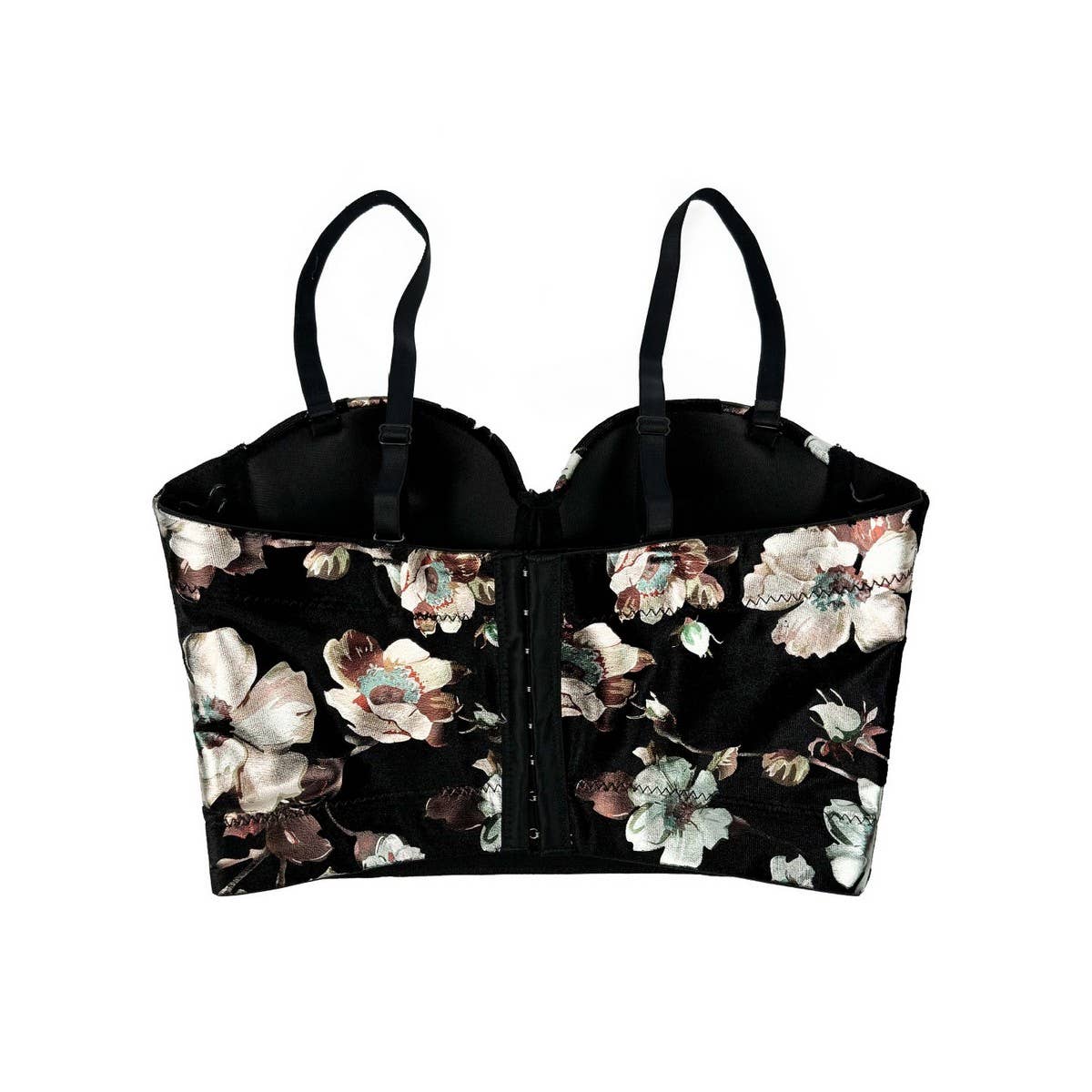 LUXURY VELVET FLOWER PRINTED HERRINGBONE BRA