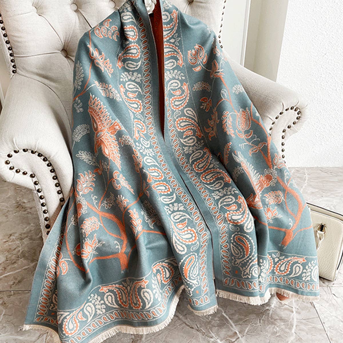 Printed Tassel Shawl Blanket Scarf for Office-Fall_CWASC0191