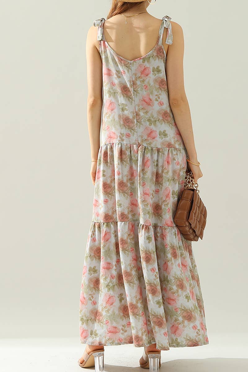 CWDMD543_SLEEVELESS STRAP TIE DRESS