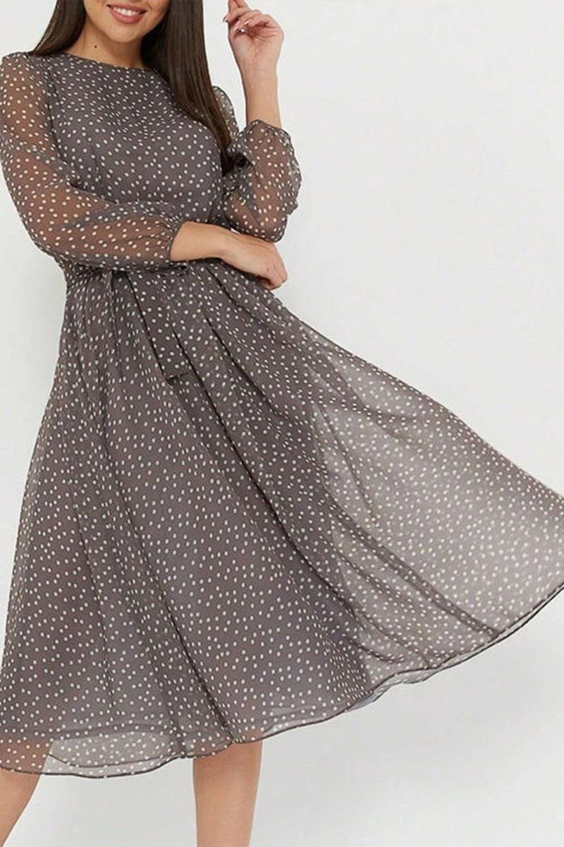 CWDMD5339_HOLIDAY CASUAL STYLE FLORAL TIE WAIST DRESS