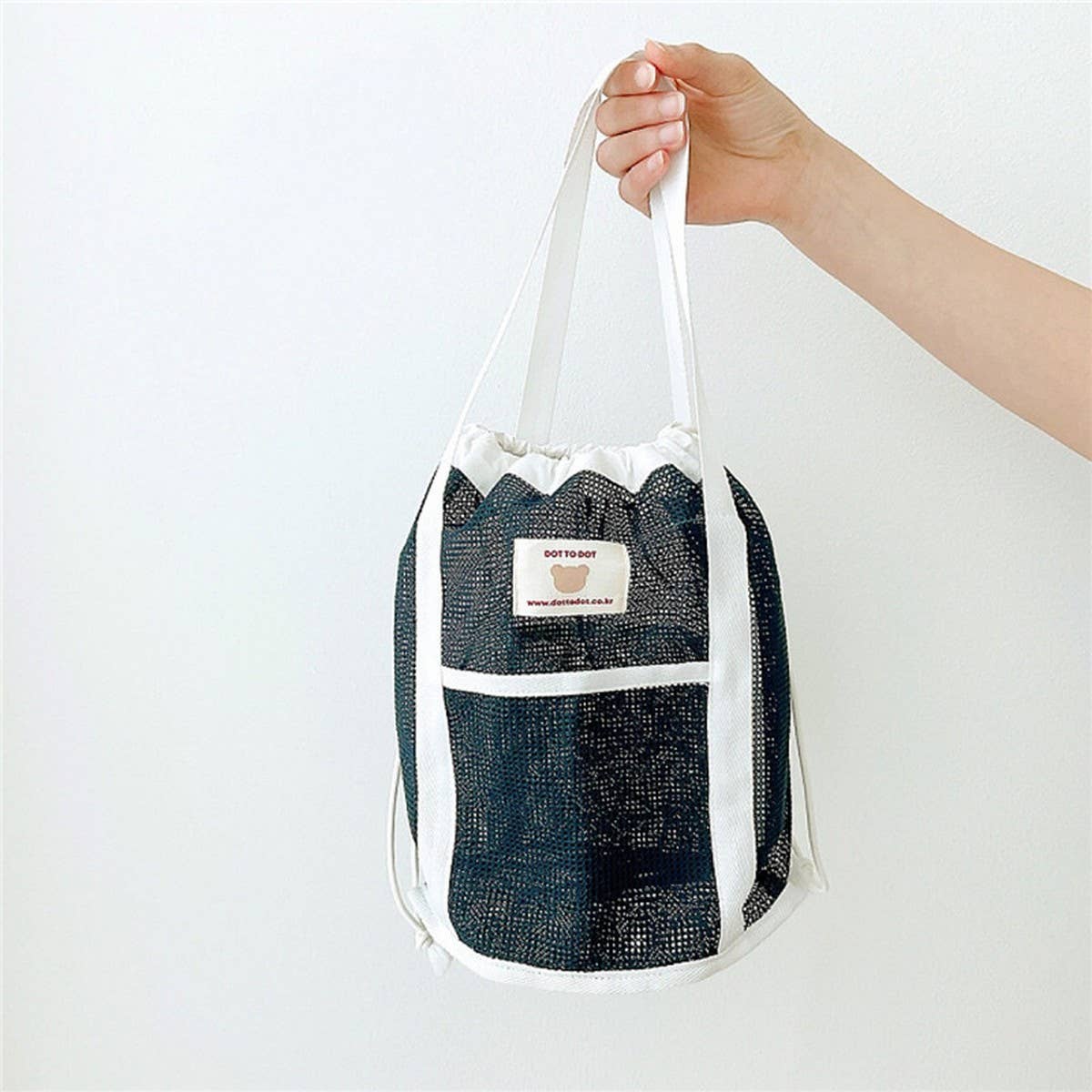 MESH DRAWSTRING BEACH BAG BREATHABLE STORAGE BAG_CWAB1925