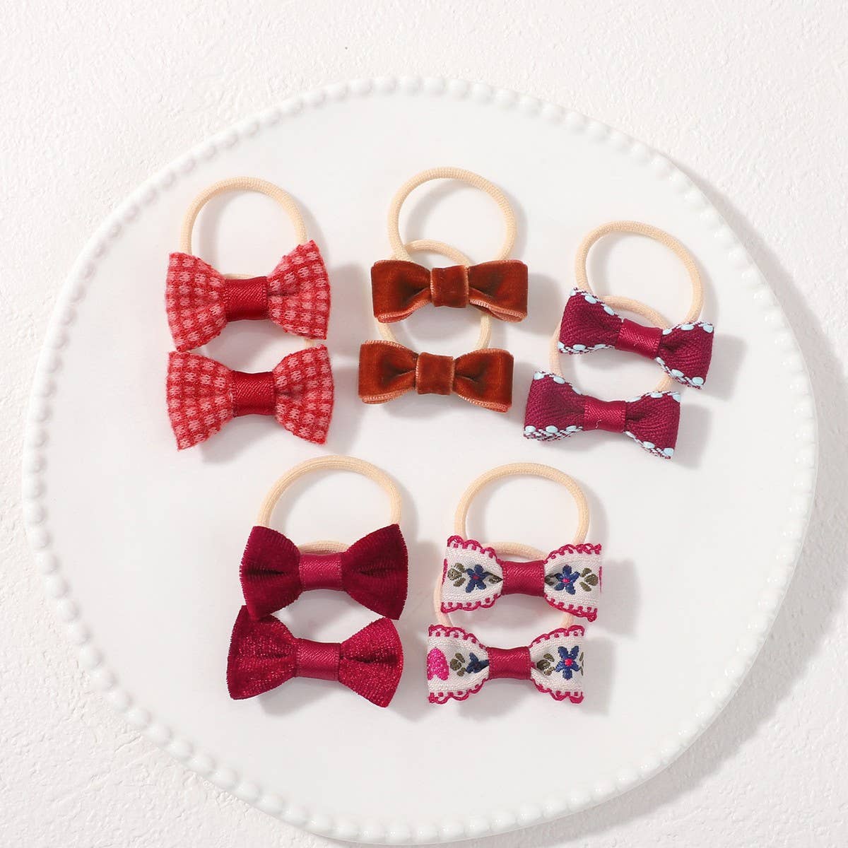 Double Bow Hair Clips Set with Pearls for Girls