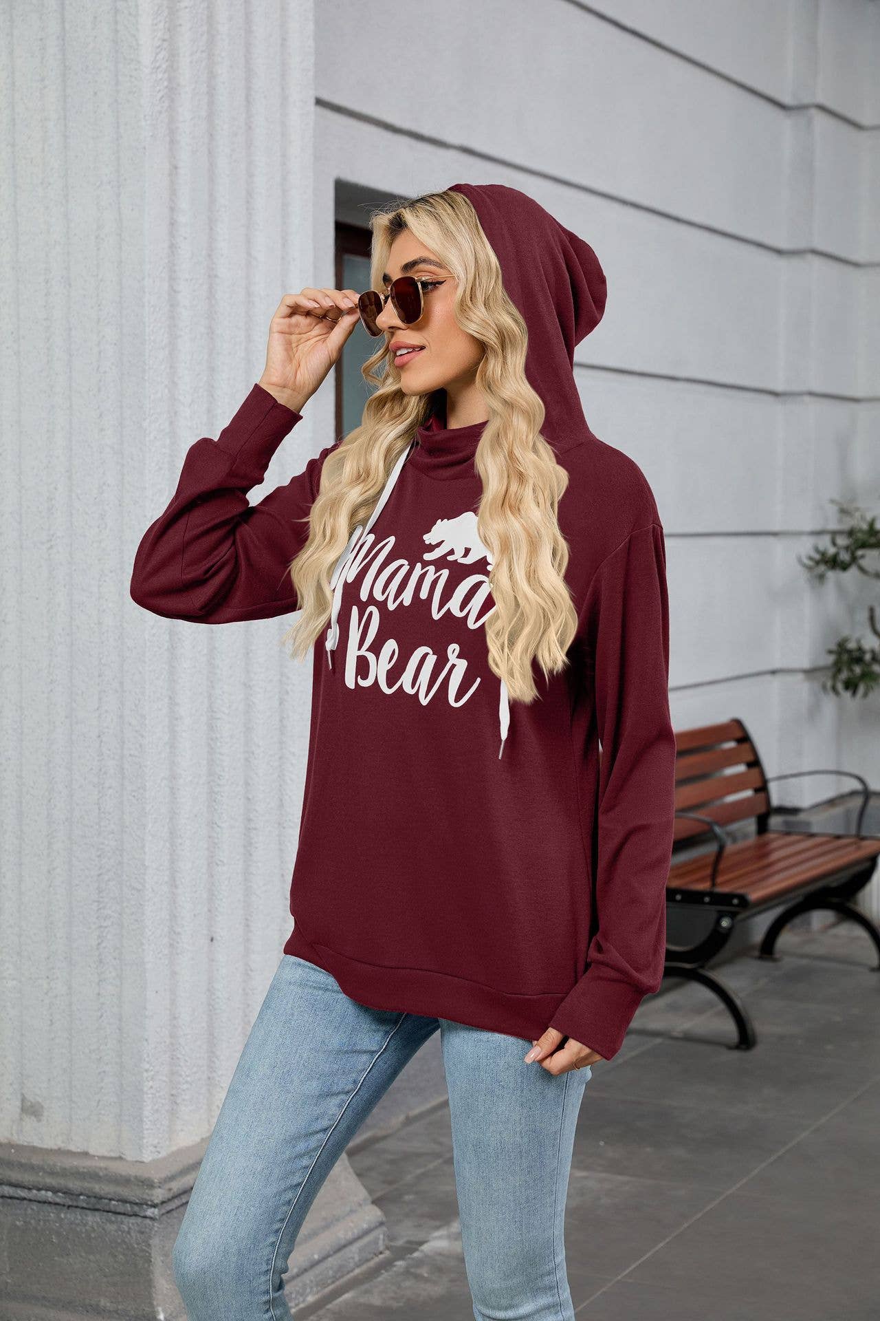 Hooded loose long-sleeved casual sweatshirt