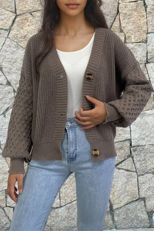 CWOCAL1875_VINTAGE V-NECK LONG SLEEVE SWEATER CARDIGAN