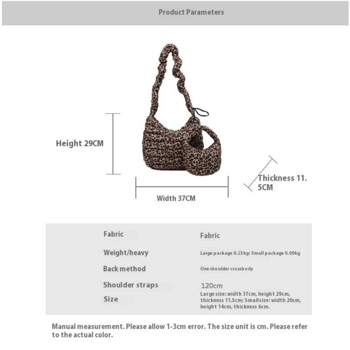 Stylish Leopard Quilted Puffy Cloud Tote Mini Bag_CUAB00471