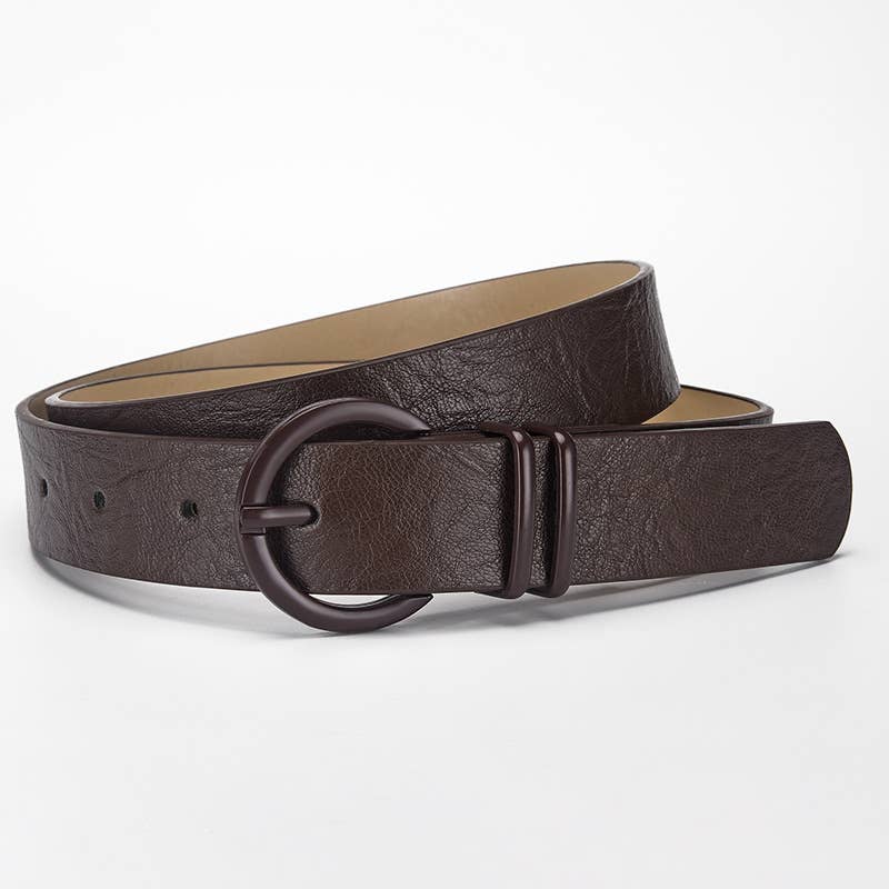 Fashionable PU leather pink-buckle belt