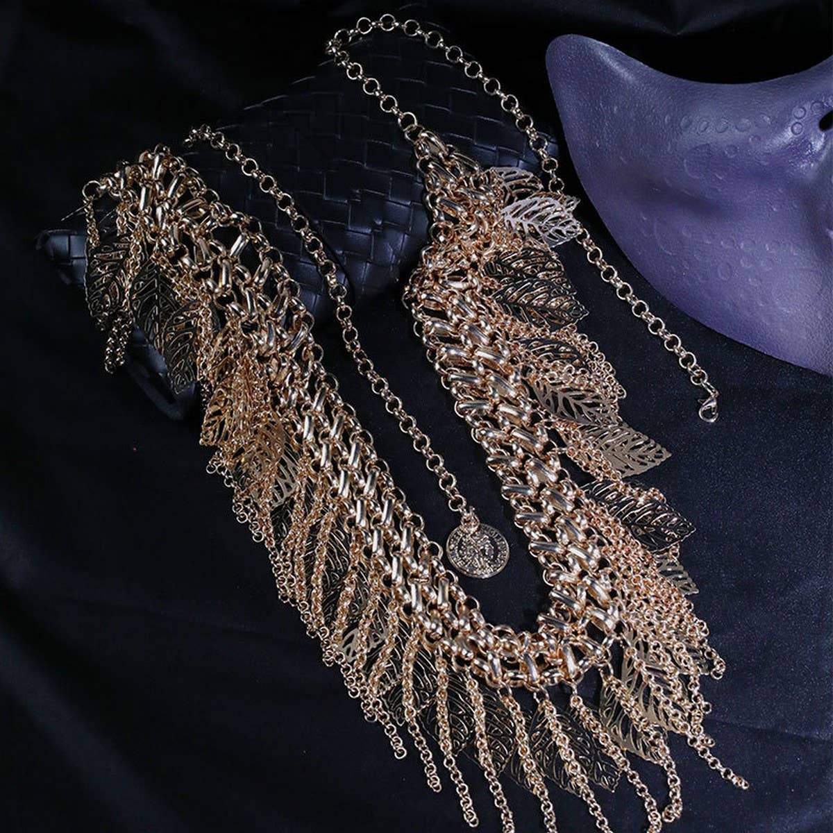 Layered Gold Leaf Tassel Hanfu Waist Chain