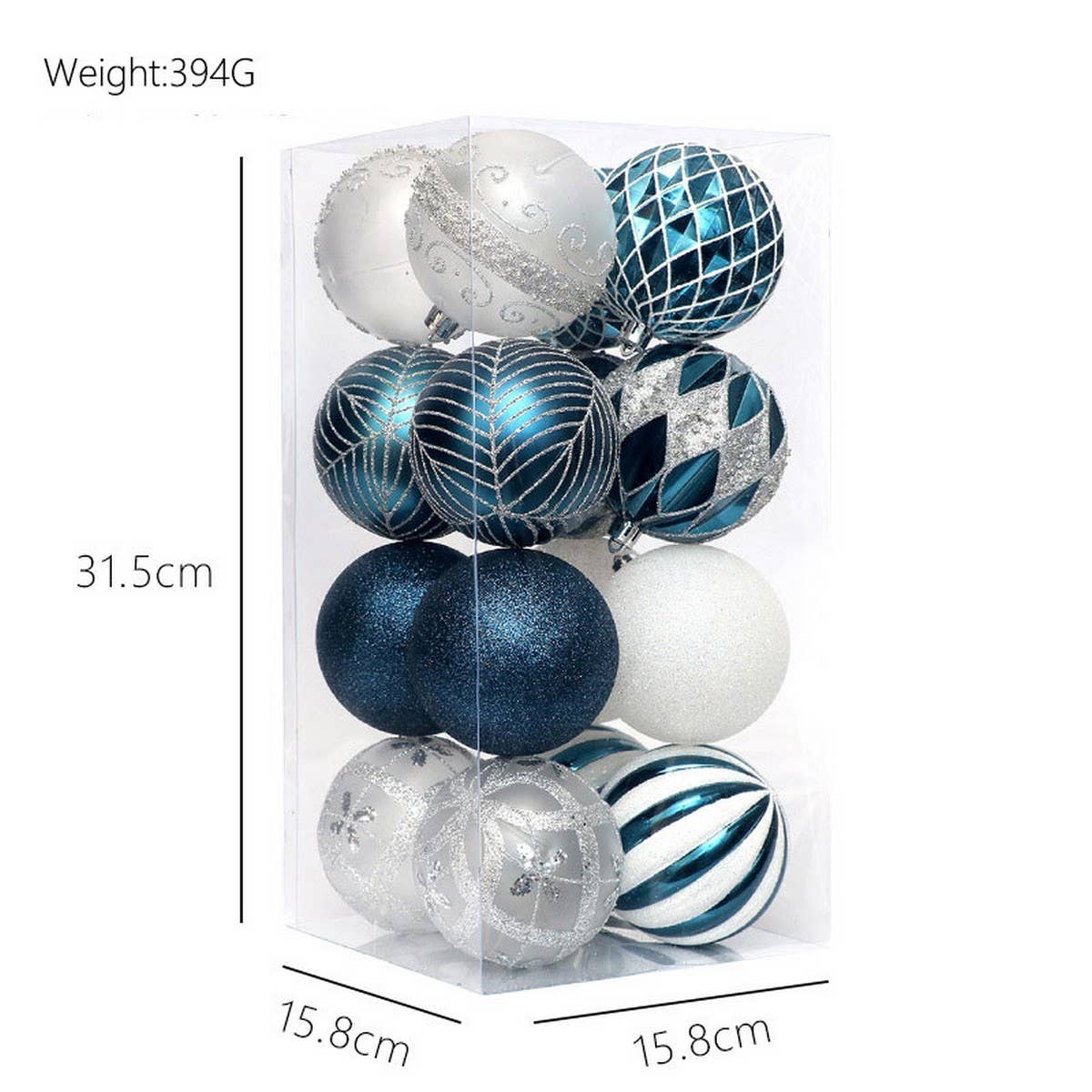 16pcs 8cm Painted Christmas Ball Ornament Set_CWMM9881