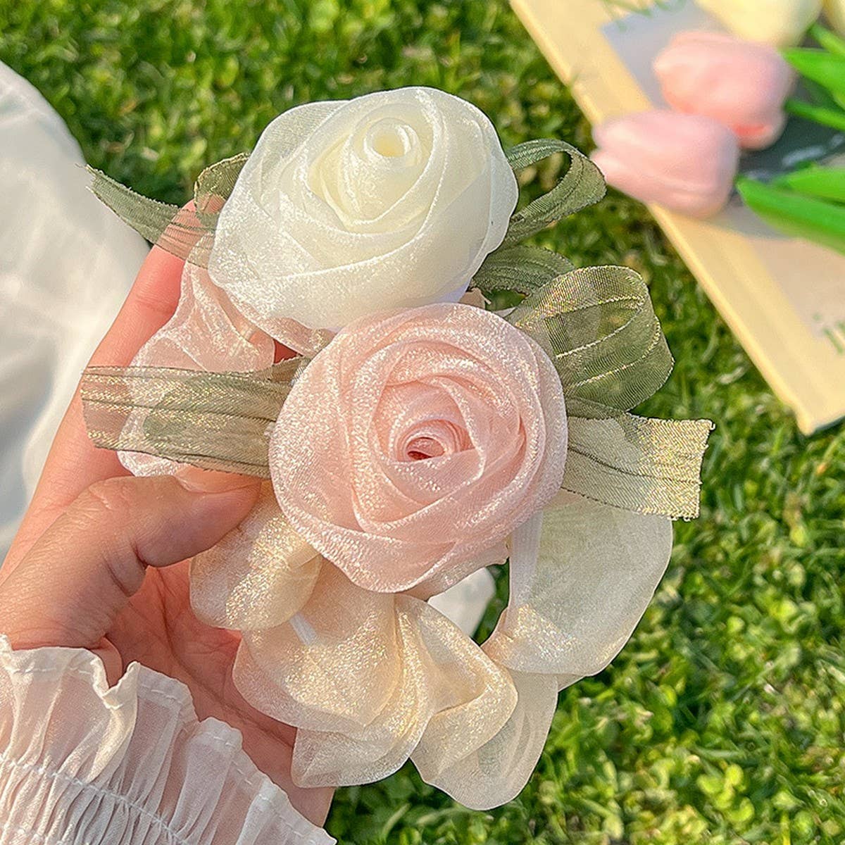 XIANMEI MESH ROSE HAIR RING RUBBER BAND HAIR ROPE_CWAHA3713