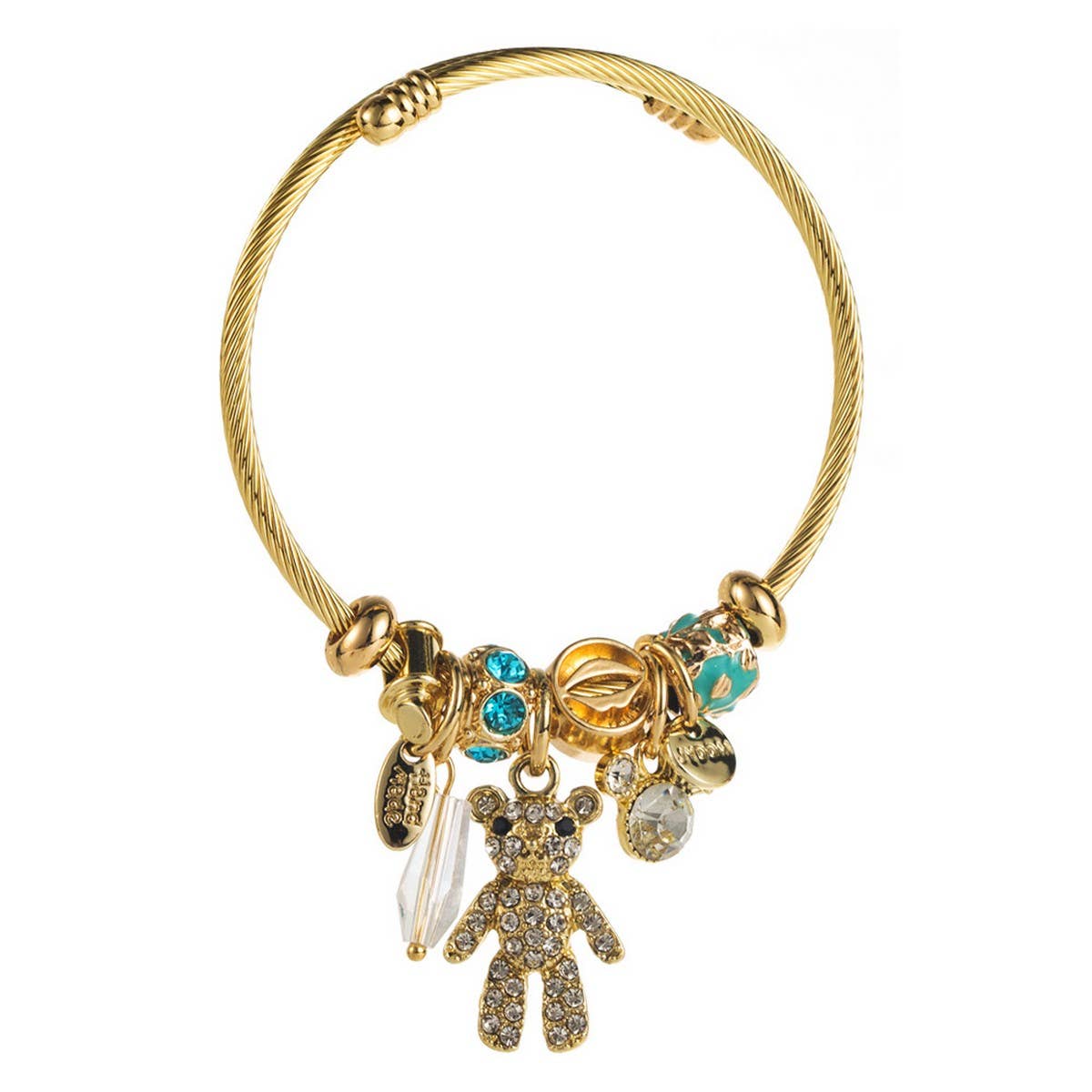 Trendy Gold Open Bear Letter Steel Bracelet