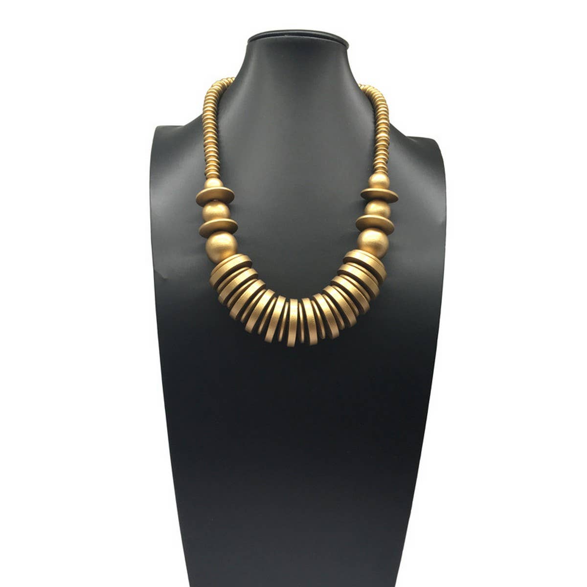 VINTAGE SINGLE LAYER WOODEN BEAD NECKLACE