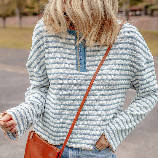 SIMPLE ALL-IN-ONE STRIPED PRINTED RUFFLE HOODIE