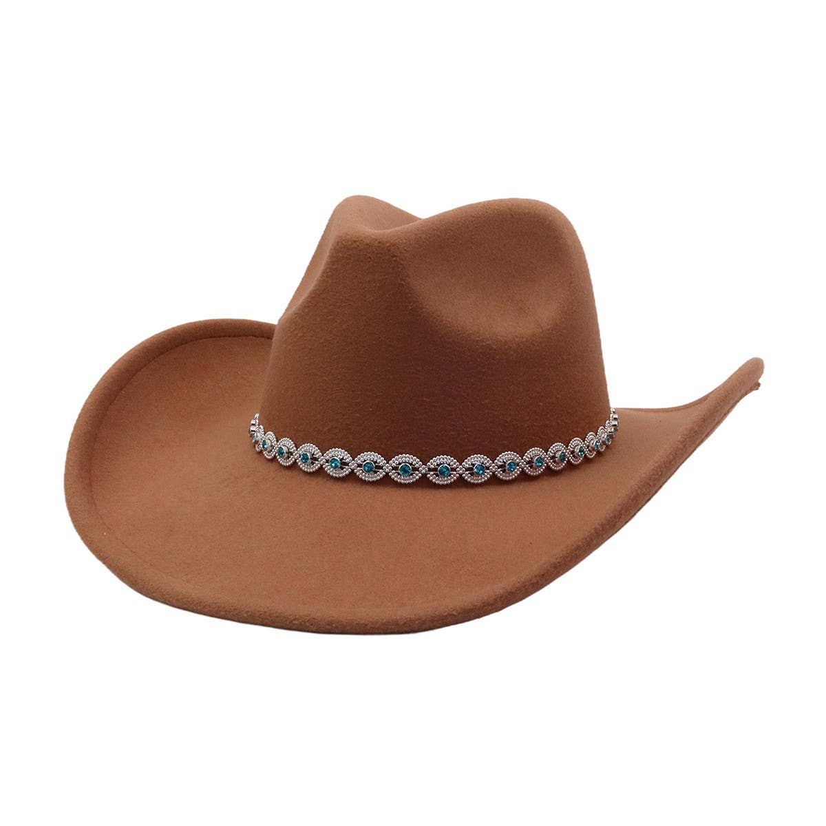 Unisex Wide Brim Western Cowboy Fedora Hat_CWAH04478