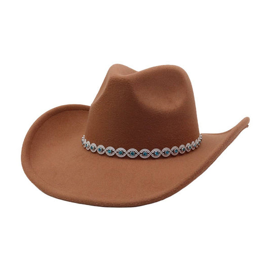 Unisex Wide Brim Western Cowboy Fedora Hat_CWAH04478