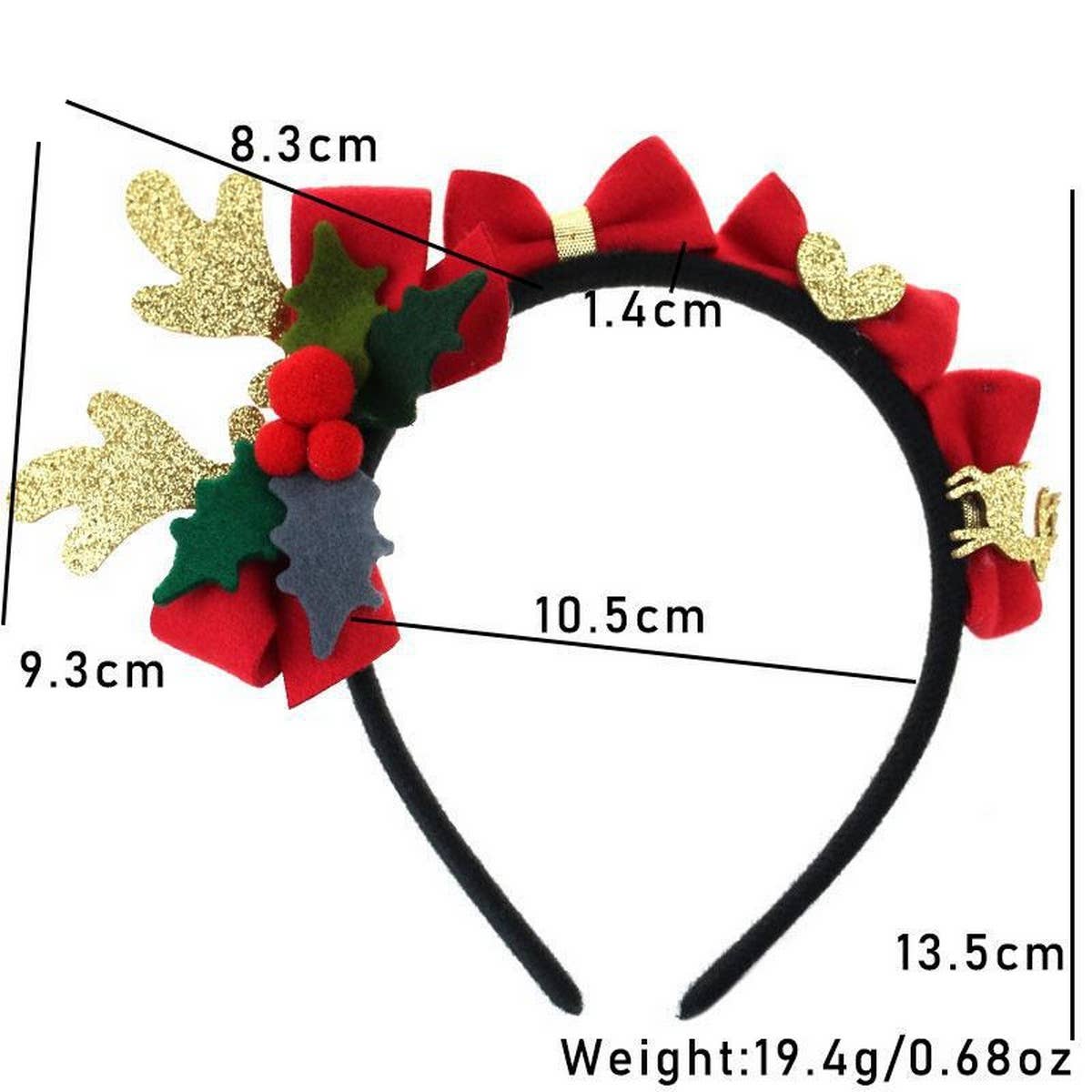 Fuzzy Red Bow Christmas Headband for Women