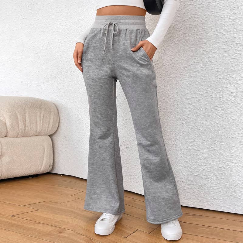SWEATPANTS FLARES CASUAL DRAWSTRING KNIT PANTS