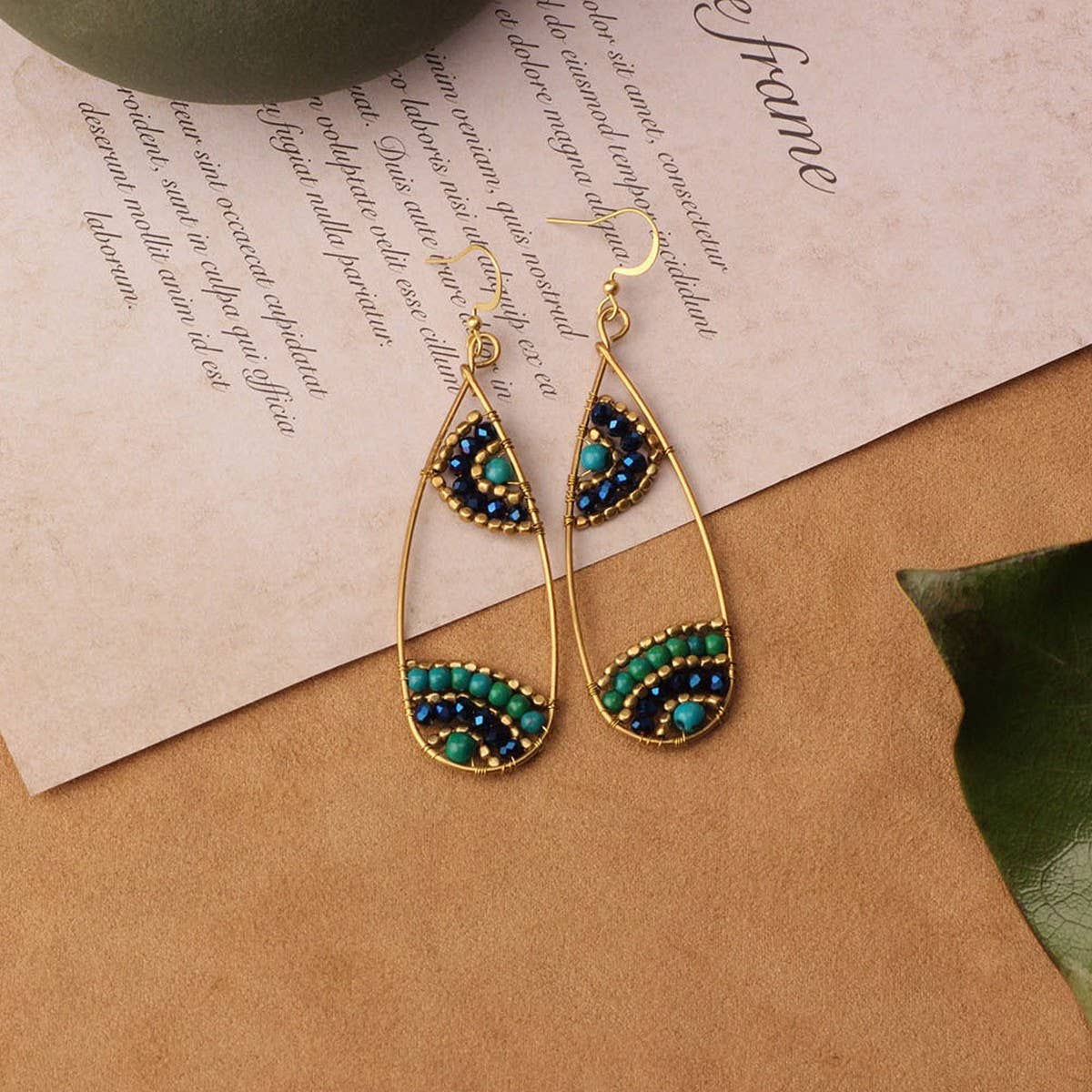 HIGH-GRADE NATURAL STONE WOVEN COLORFUL EARRINGS