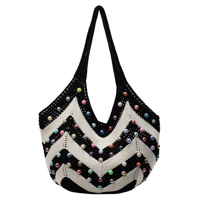 Pearl hollowed-out large-capacity underarm bag