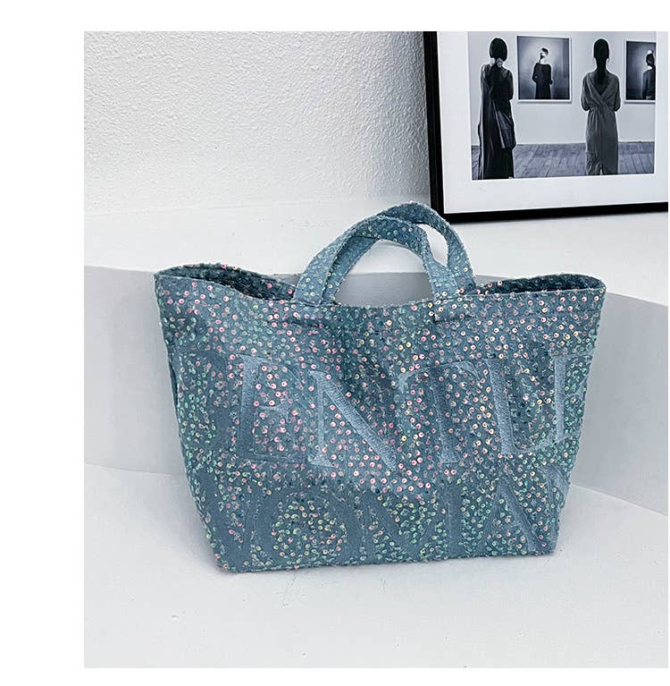 Niche design trendy sequin large-capacity bag