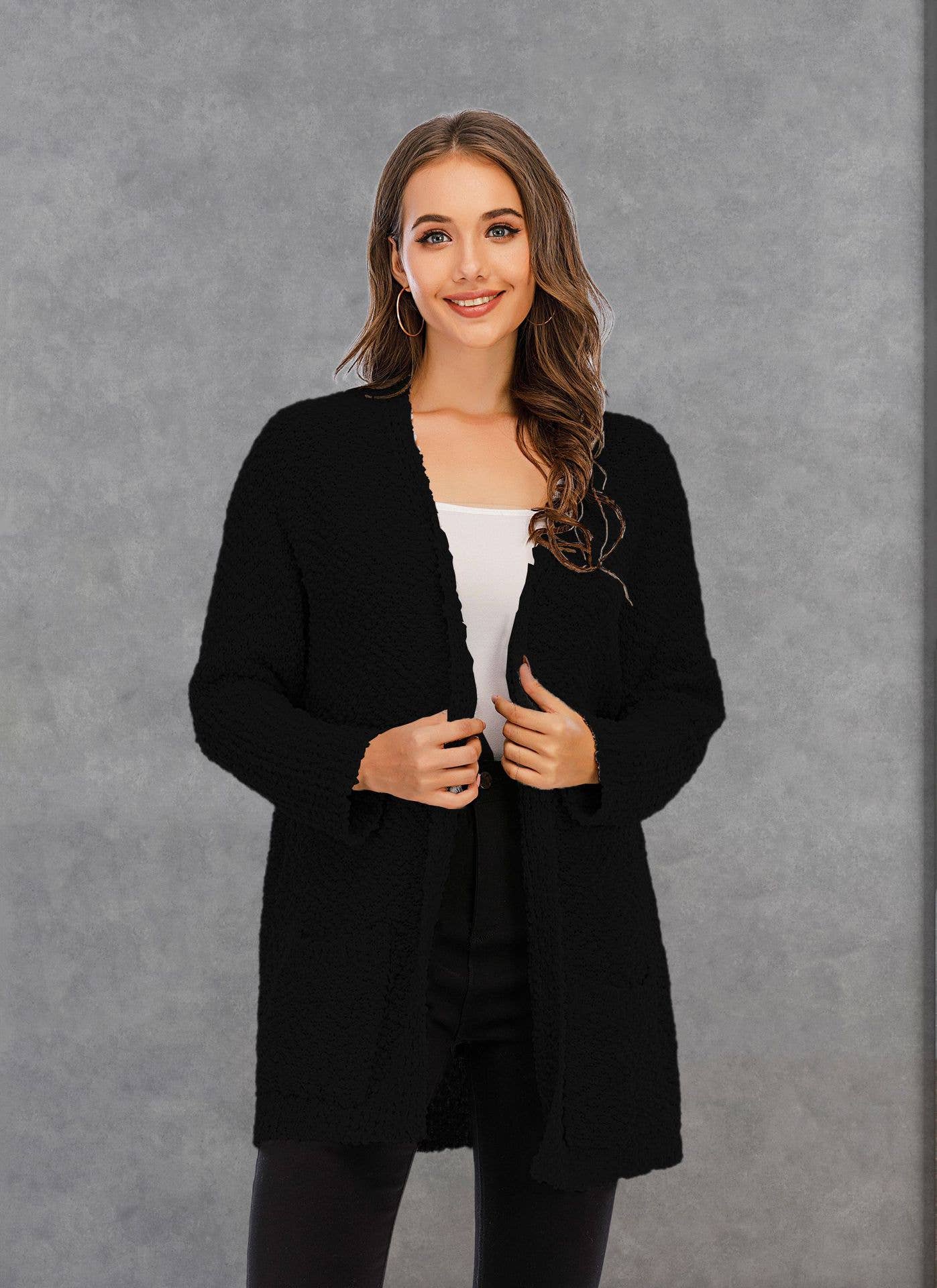CWOSWL1044_Long Sleeve Open Front Long Cardigan Sweater