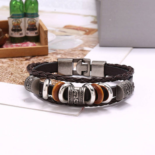 SIMPLE HAND-BEADED MULTI-LAYER LEATHER BRACELET_CWMM4460