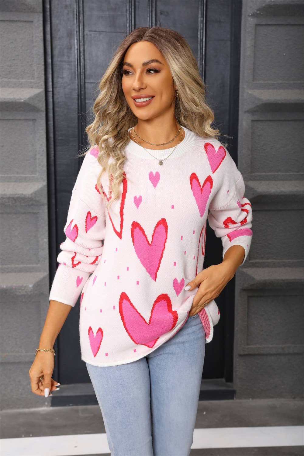 Valentine's Day love jacquard loose knitwear
