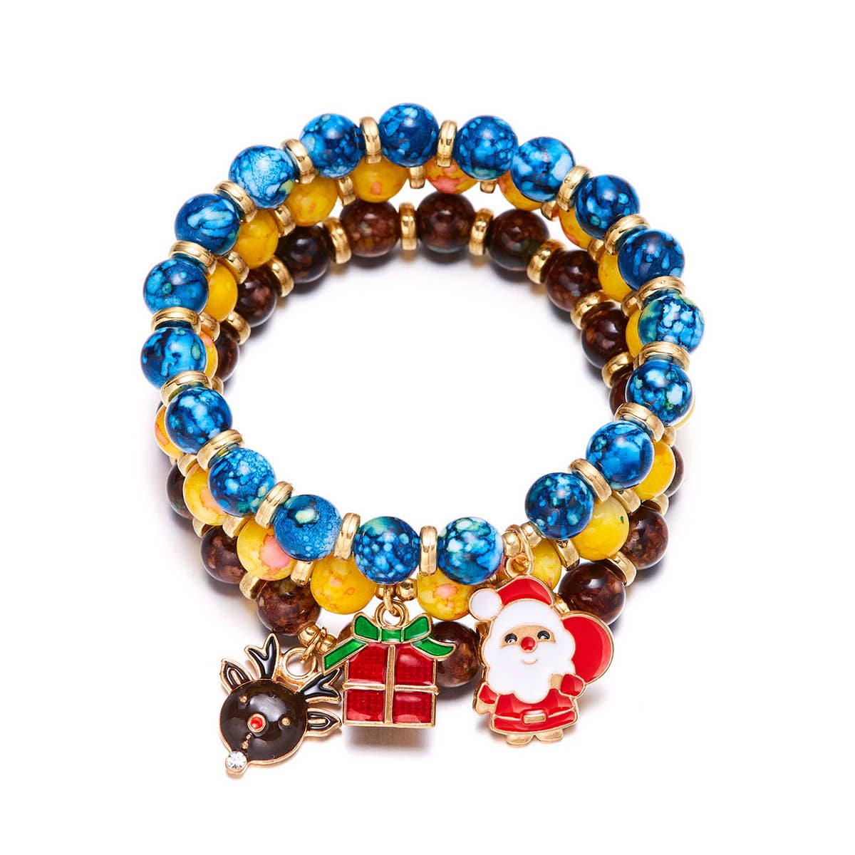 CHRISTMAS TREE SNOWMAN BEADED BRACELET
