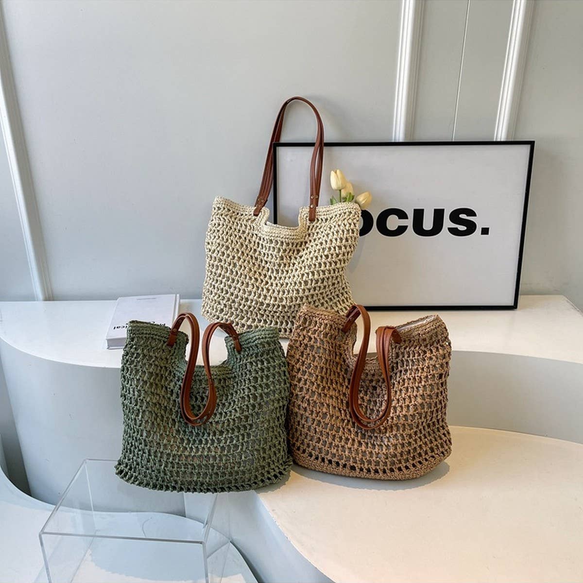 BEACH VACATION CASUAL SHOULDER WOVEN BAG_CWAB2310