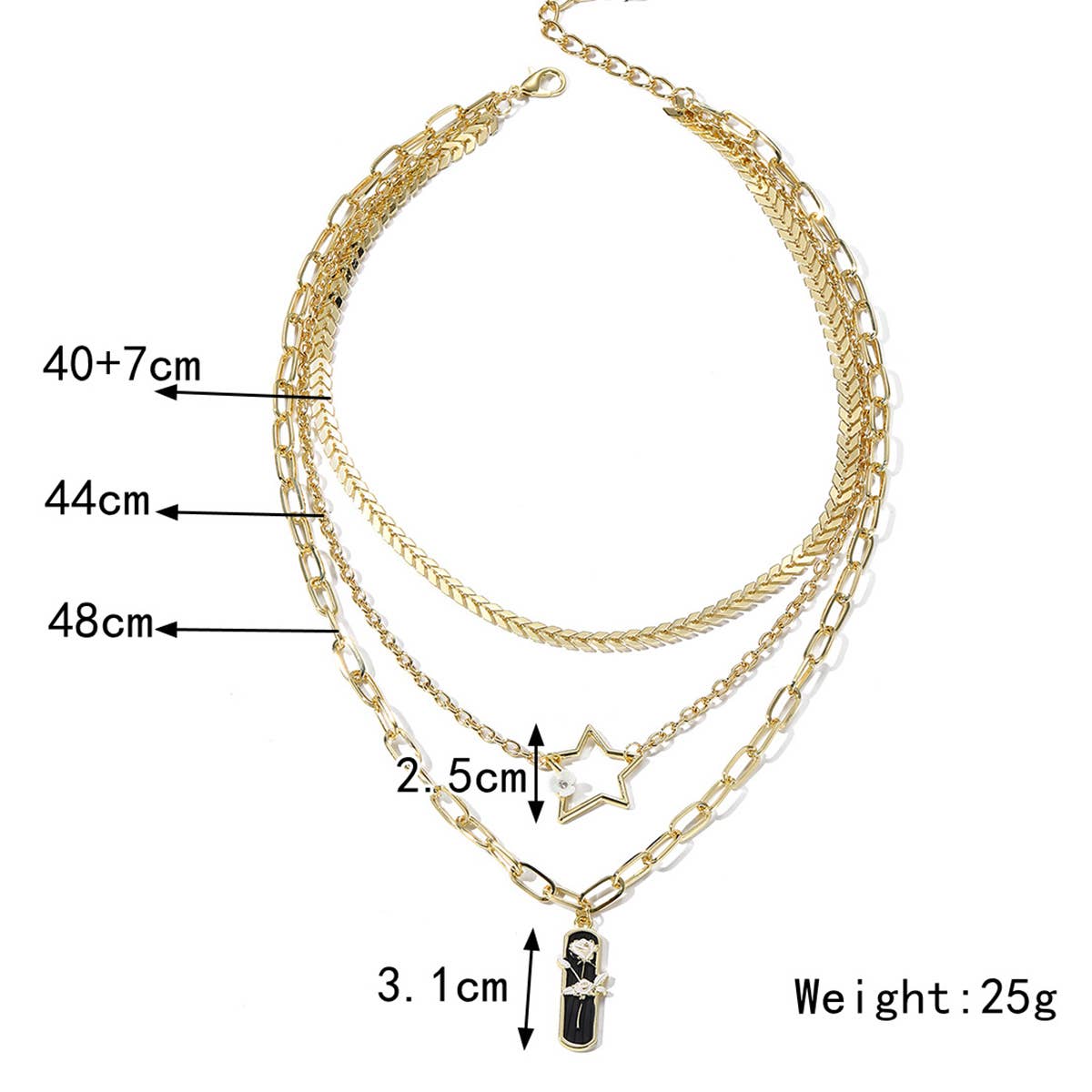 PENTACLE PENDANT LAYERED NECKLACE_CWAJE0445