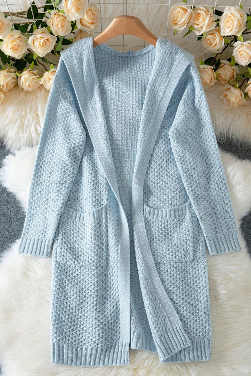 CWOCAL00570_LOOSE HOODED POCKET LONG KNIT CARDIGAN