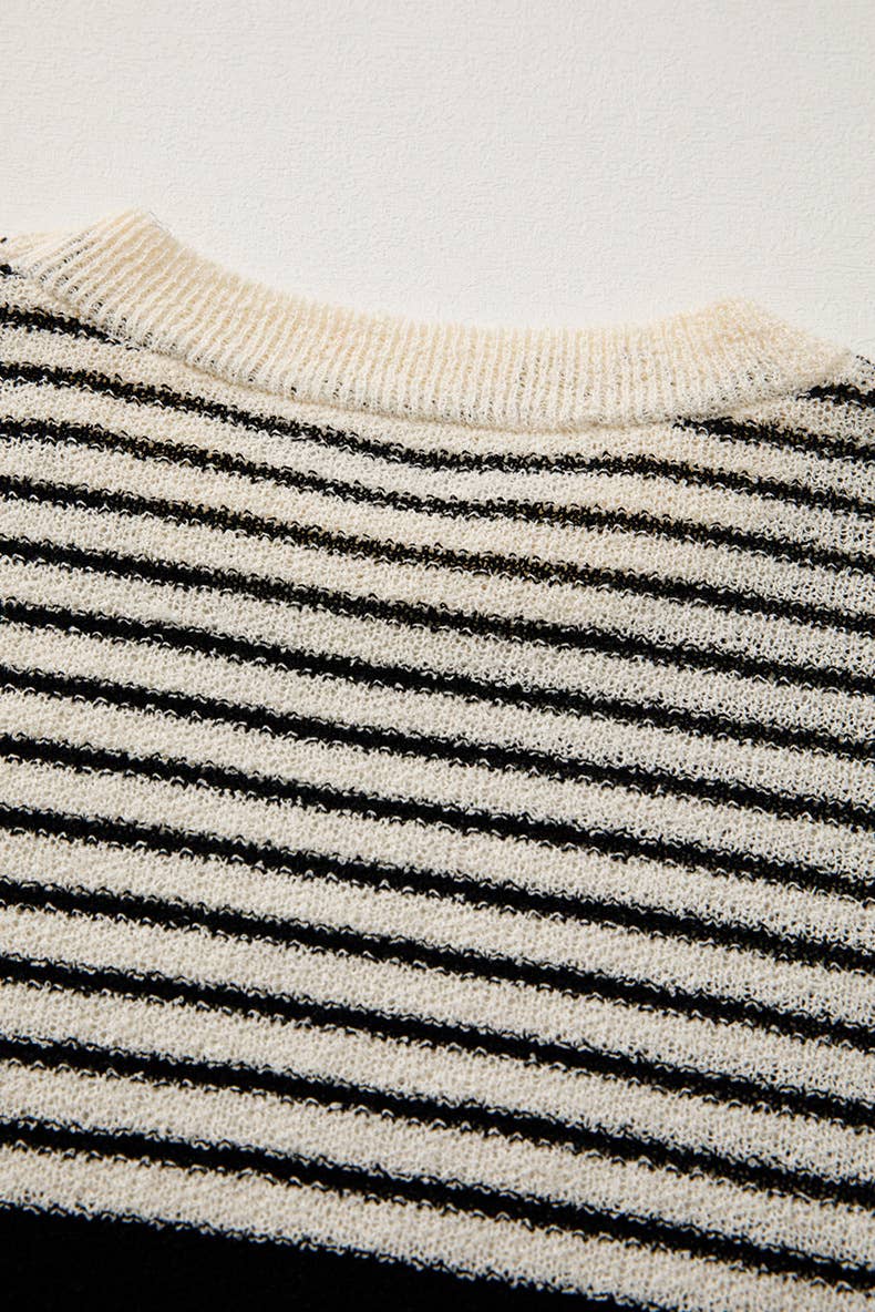 Striped crew-neck sweater vest color matching