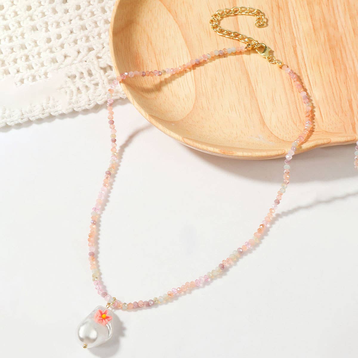 CRYSTAL PENDANT  BEADED NECKLACE