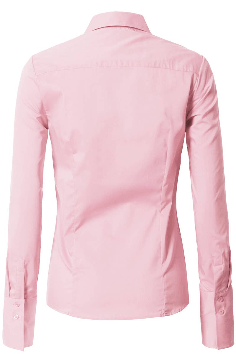 LADIES CASUAL LONG SLEEVE BUTTON UP SHIRT_CWTDSL027