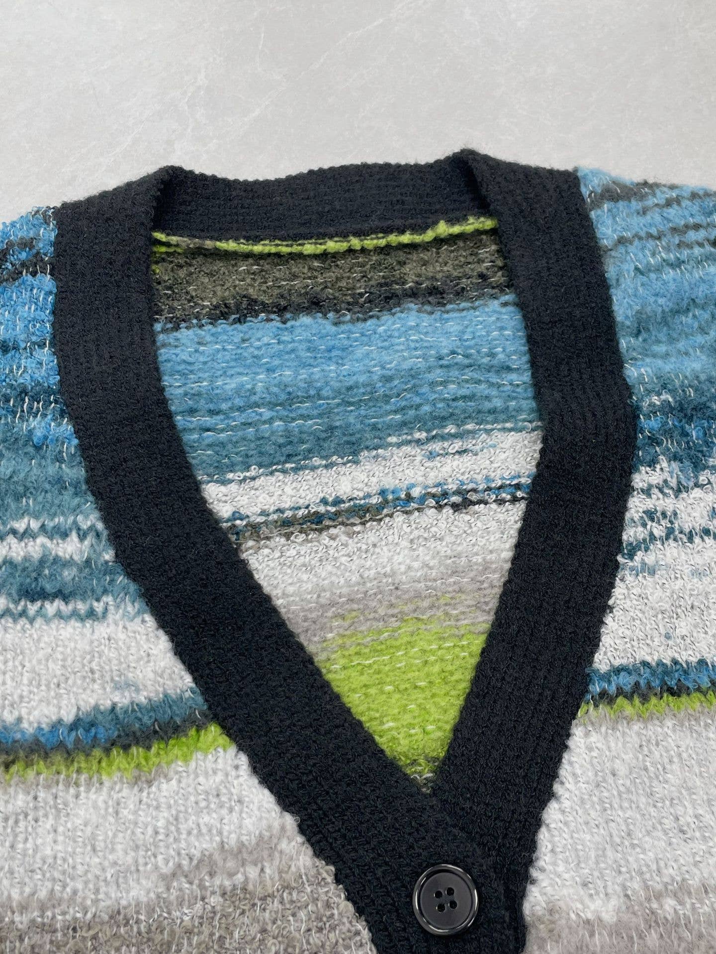 Gradient Striped V-Neck Knitted Cardigan