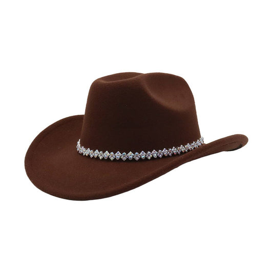 New Wool Fedora Cowboy Hat Western Ethnic Style_CWAH04465