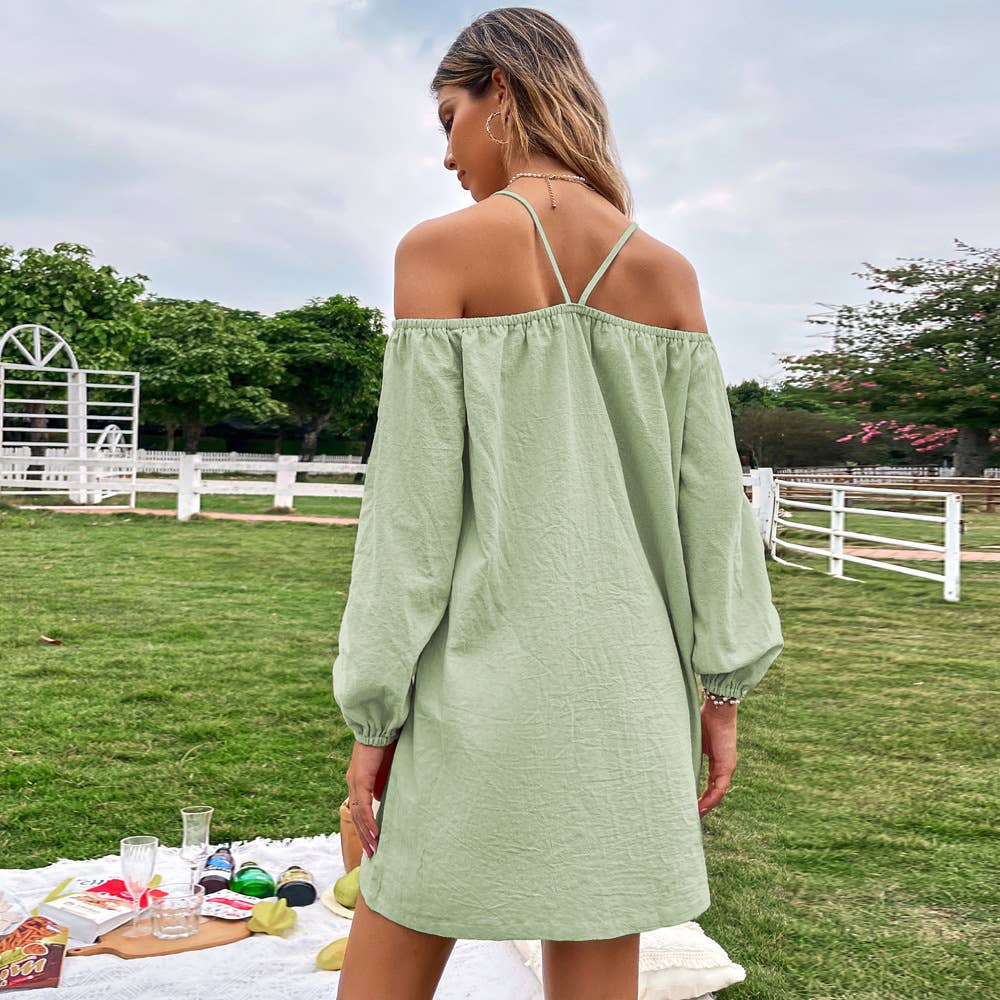 Strapless, strapless, long-sleeved dress