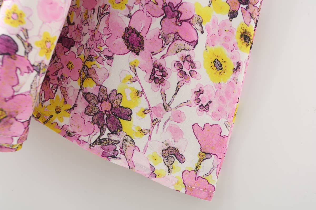 V-neck print waistband dress