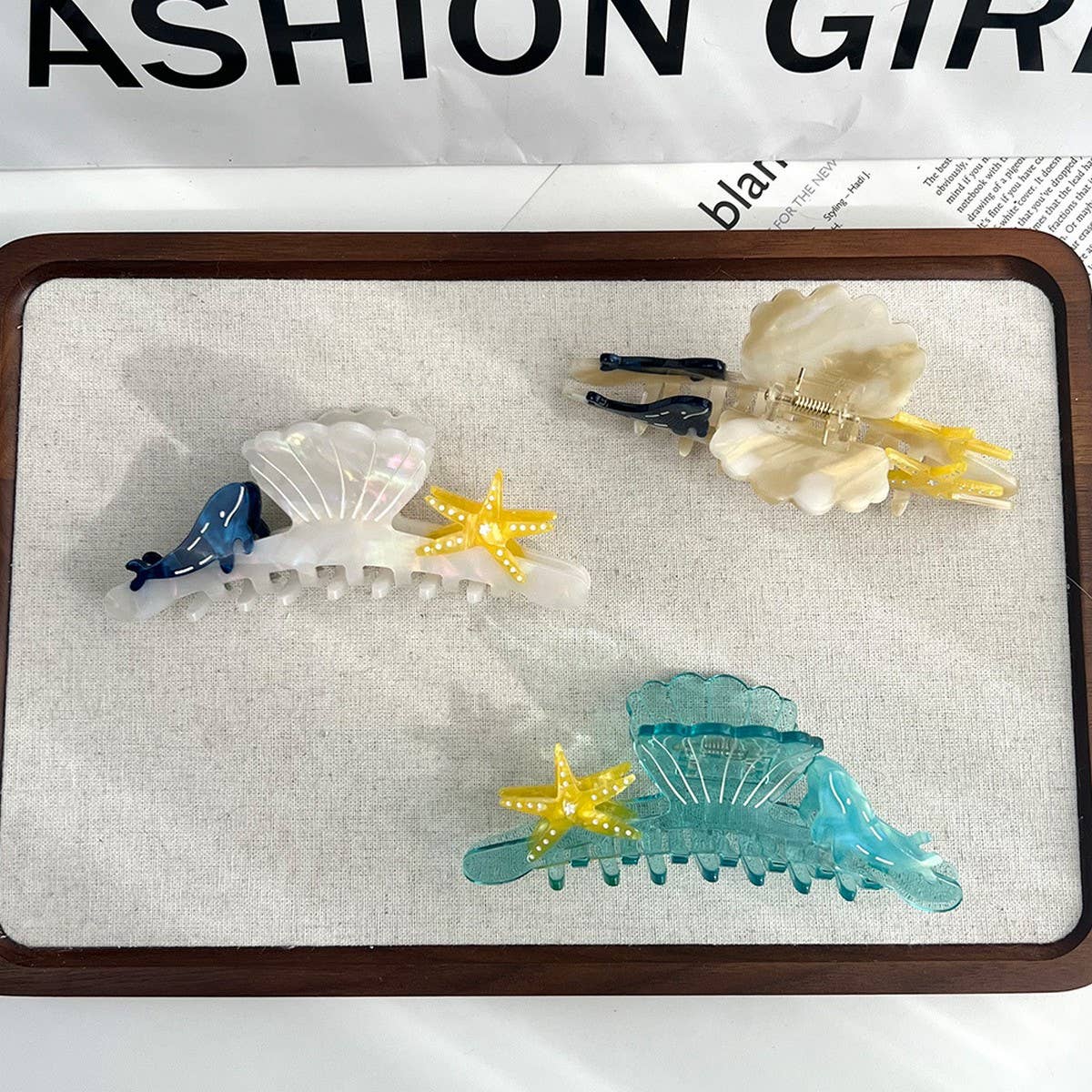 Ocean Design Acetate Claw Clip ??Whale & Shell_CWAHA5890