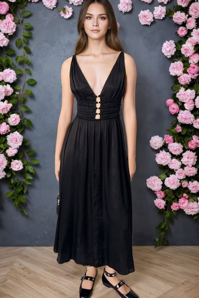 CWDMD6383_SLEEVELESS DEEP V BLACK ELEGANT MAXI DRESS