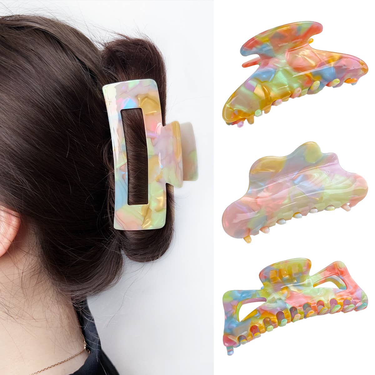 Acetate board style candy-colored hair clip