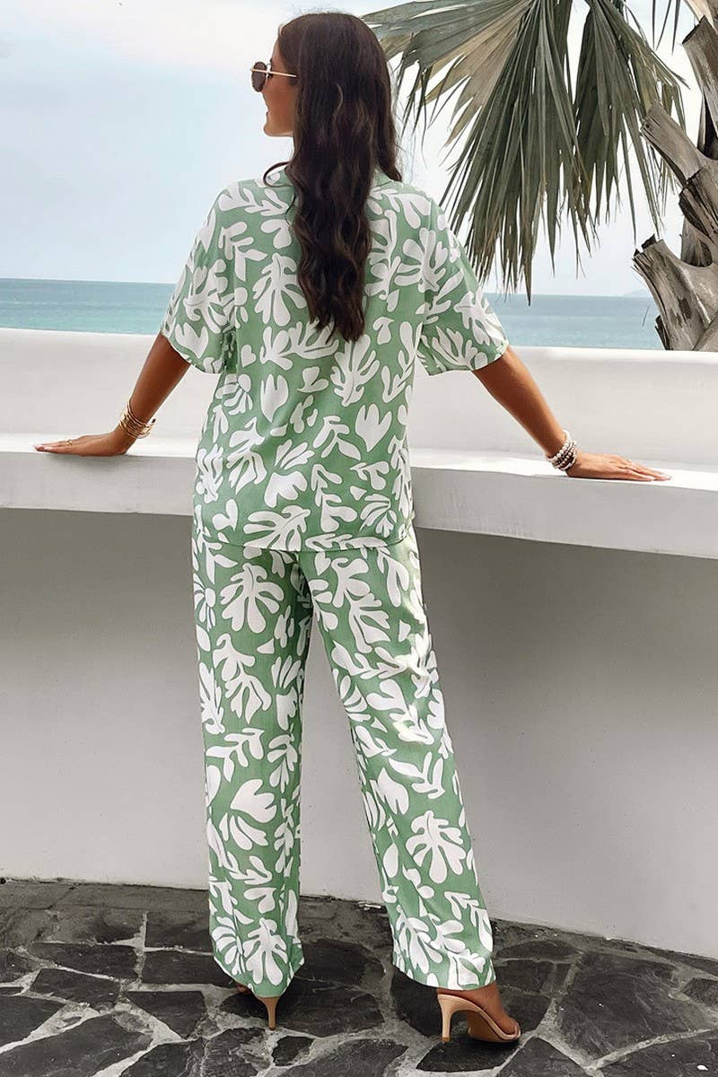 TEMPERAMENT PRINTED SHORT SLEEVE SUIT_CWSTB0370