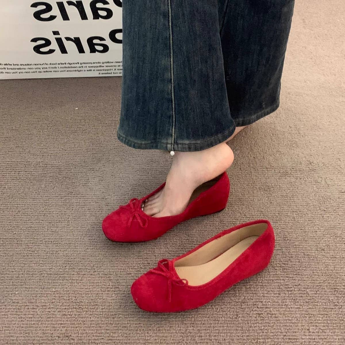 Yellow Ballet Flats with Wedge and Soft Sole_CWSHF0059