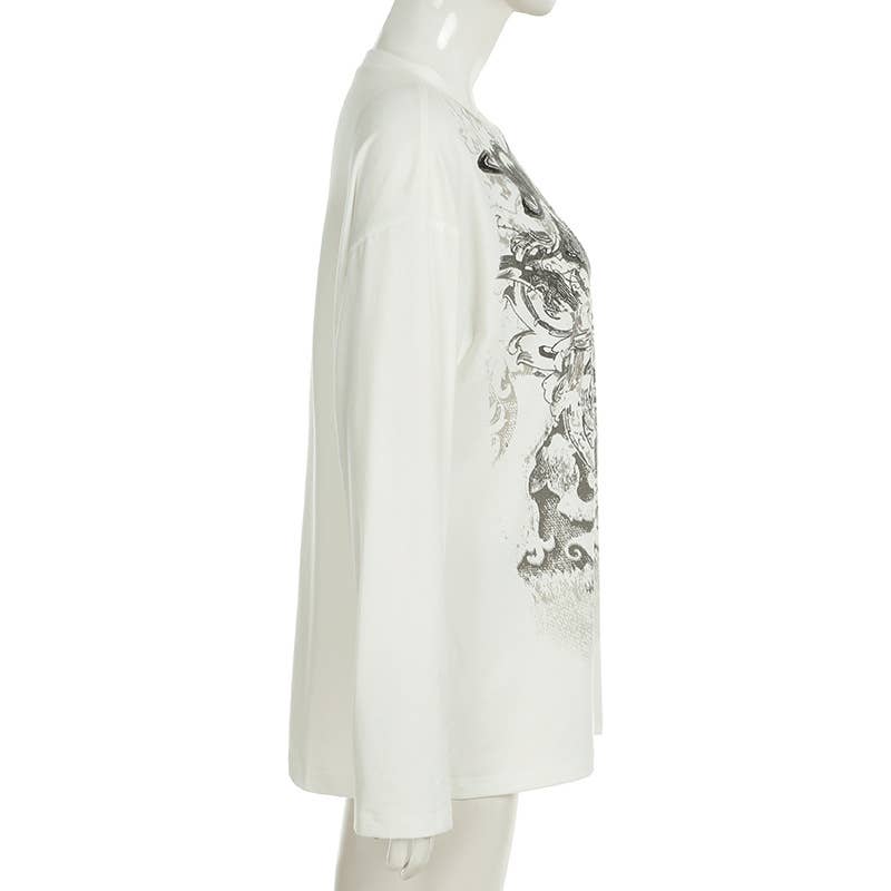 VINTAGE LOOSE LONG-SLEEVED CREW NECK T-SHIRT